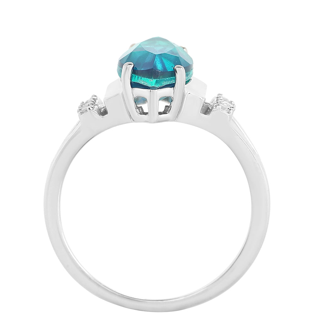 Anel de Prata com Quartzo Pavão e Topázio Branco  Contraste: Cabeca de Veado (800) 3 