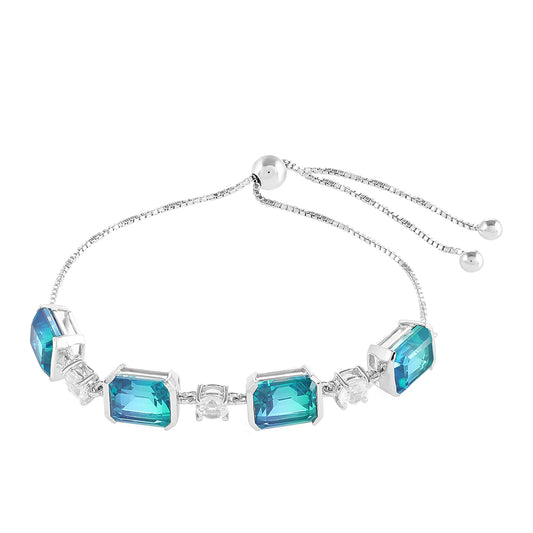 Pulseira de Prata com Quartzo Pavão e Topázio Branco  Contraste: Cabeca de Veado (800)