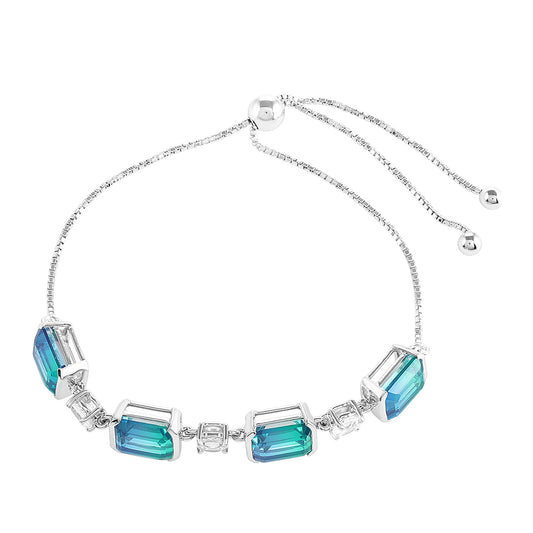 Pulseira de Prata com Quartzo Pavão e Topázio Branco  Contraste: Cabeca de Veado (800)