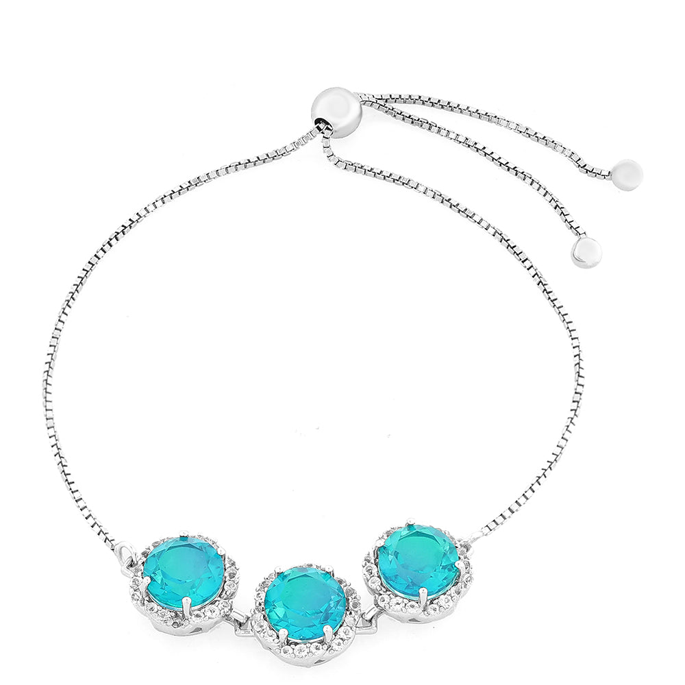 Pulseira de Prata com Quartzo Pavão e Topázio Branco  Contraste: Cabeca de Veado (800) 1 