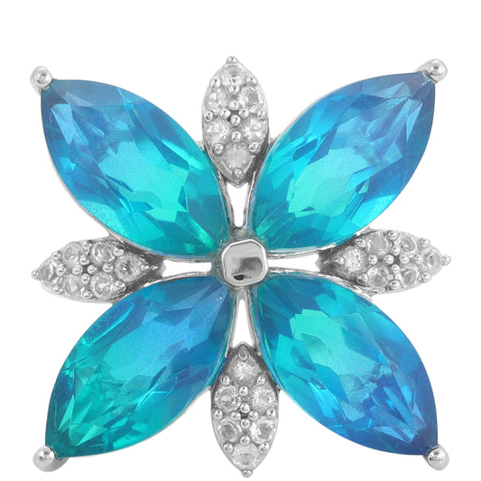 Anel de Prata com Quartzo Pavão e Topázio Branco  Contraste: Cabeca de Veado (800)