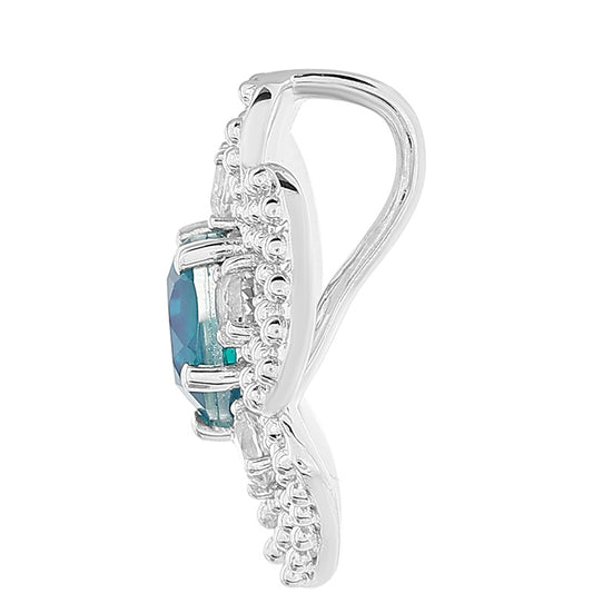 Pendente de Prata com Quartzo Pavão e Topázio Branco  Contraste: Cabeca de Veado (800)