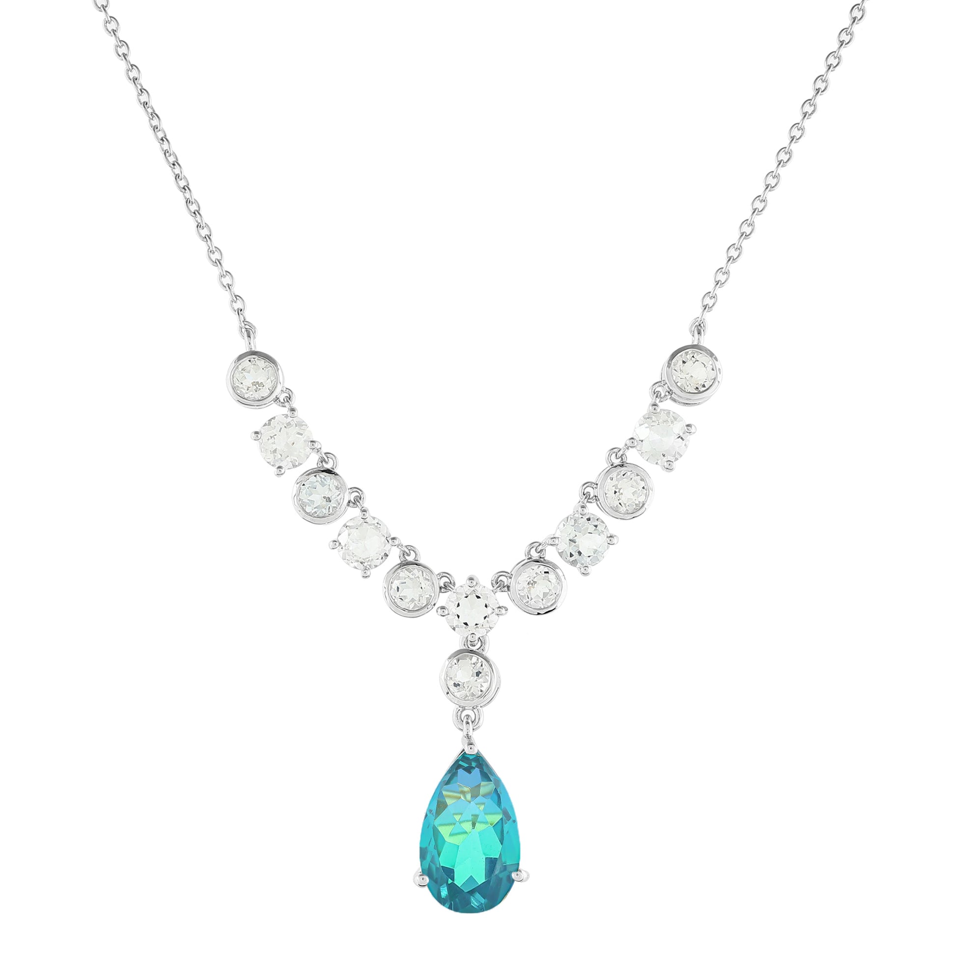 Colar de Prata com Quartzo Pavão e Topázio Branco  Contraste: Cabeca de Veado (800) 4 