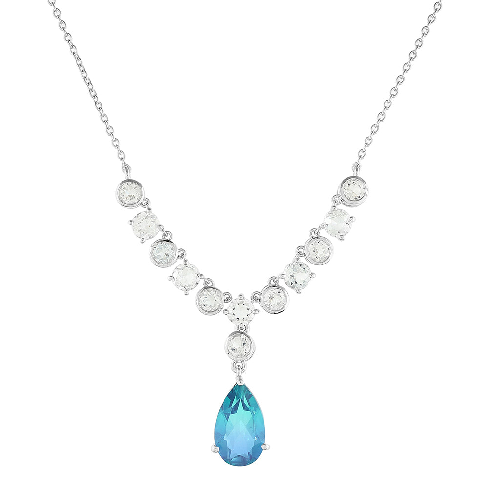 Colar de Prata com Quartzo Pavão e Topázio Branco  Contraste: Cabeca de Veado (800) 1 