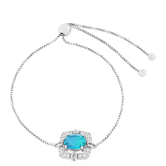 Pulseira de Prata com Quartzo Pavão e Topázio Branco  Contraste: Cabeca de Veado (800)