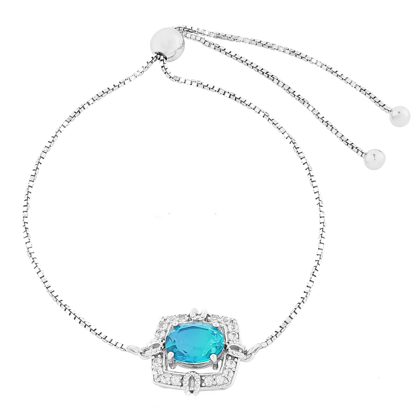 Pulseira de Prata com Quartzo Pavão e Topázio Branco  Contraste: Cabeca de Veado (800)