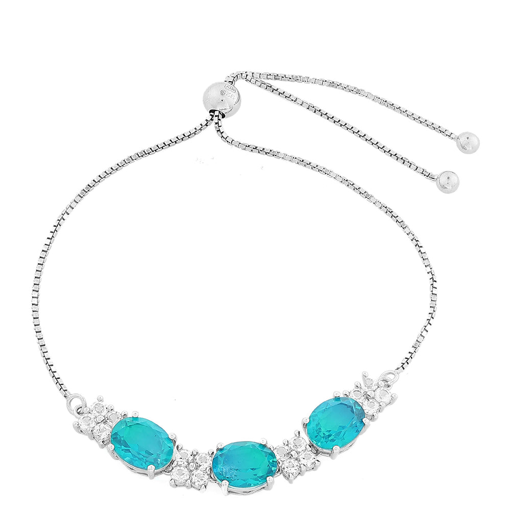 Pulseira de Prata com Quartzo Pavão e Topázio Branco  Contraste: Cabeca de Veado (800) 1 