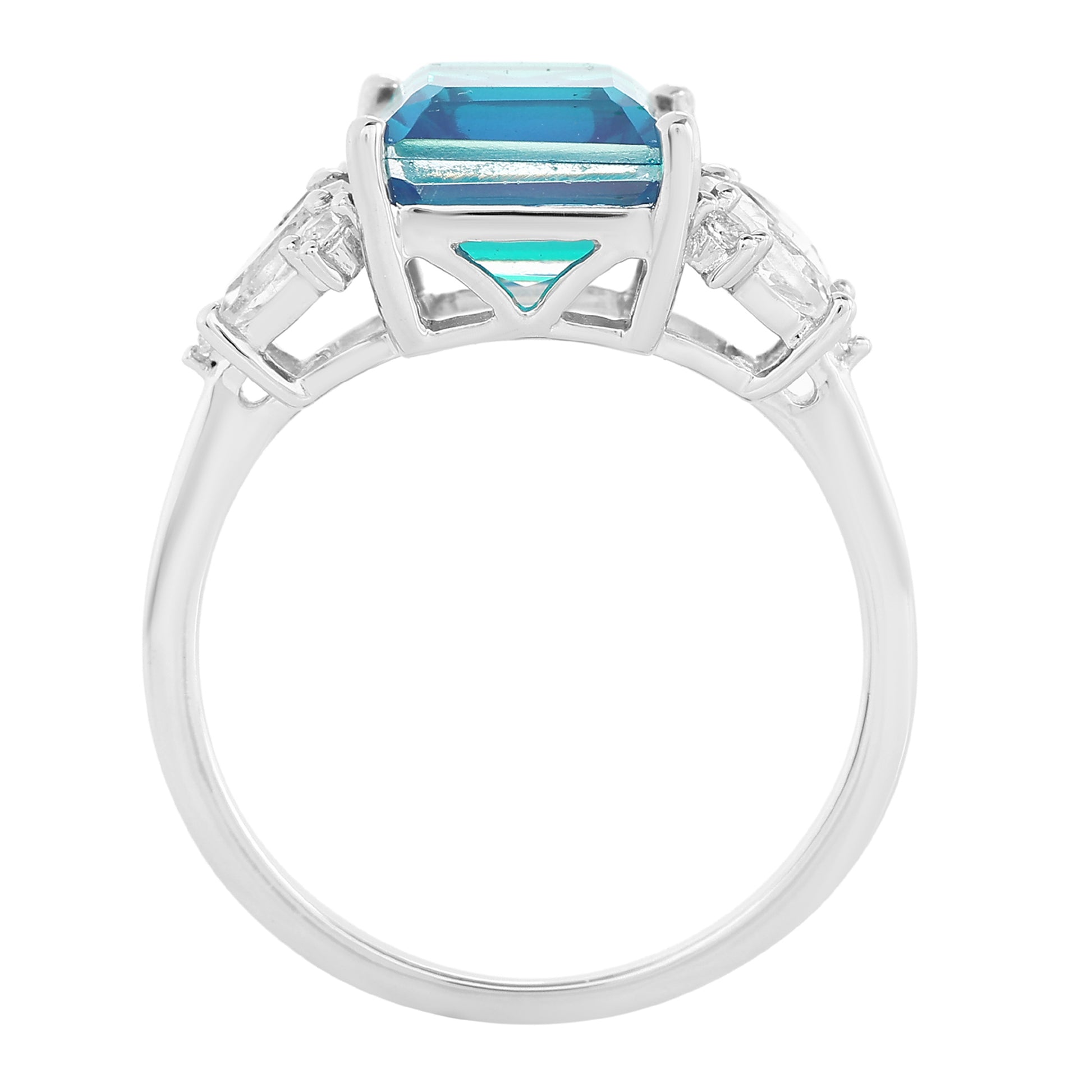 Anel de Prata com Quartzo Pavão e Topázio Branco 6 