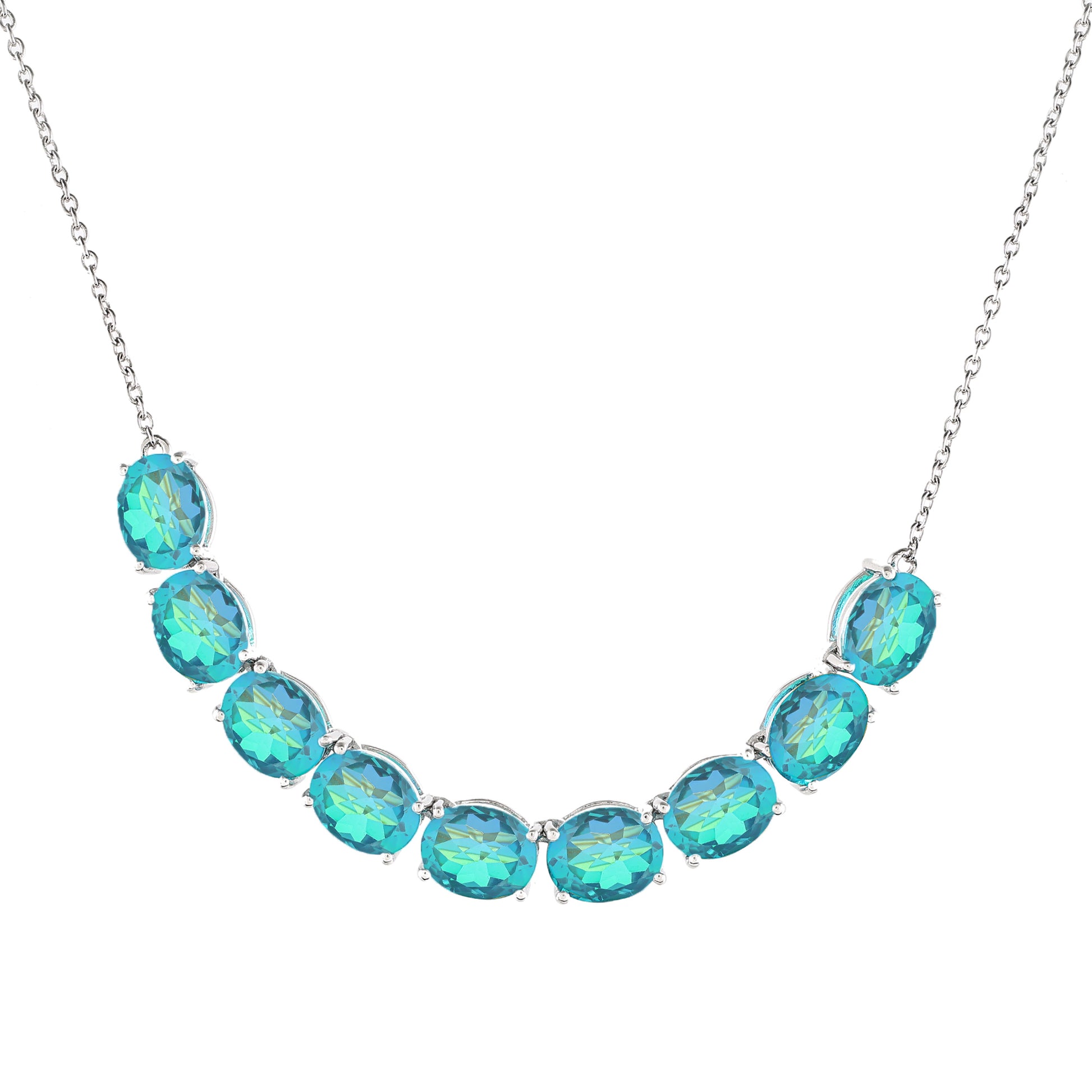 Colar de Prata com Quartzo Pavão  Contraste: Cabeca de Veado (800) 4 