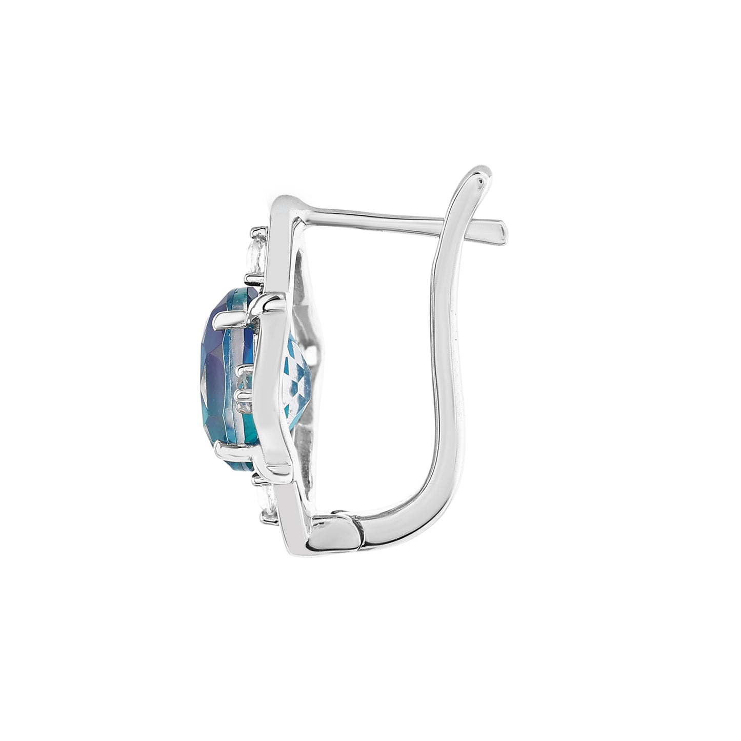 Brincos de Prata com Quartzo Pavão e Topázio Branco