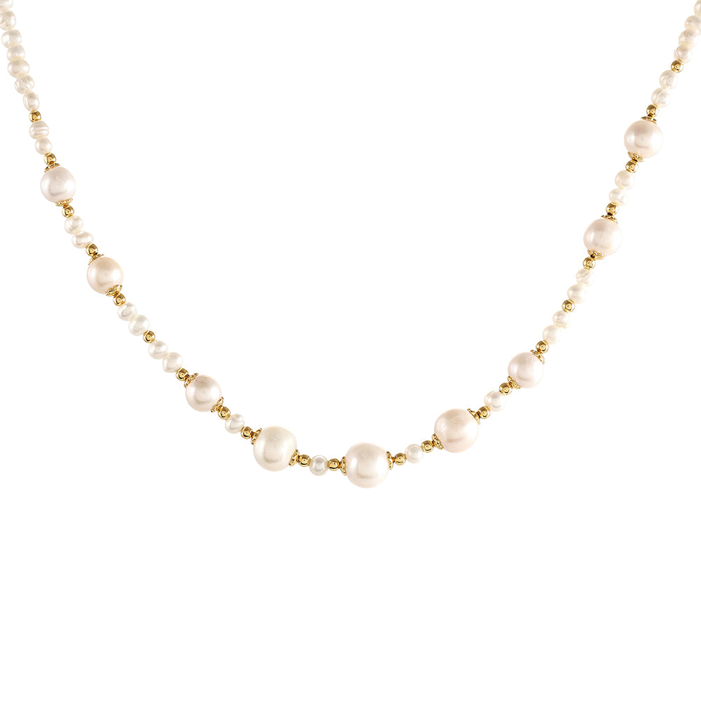 Conjunto de Prata com Banho de Ouro com Pérola Cultivada de Baroque ( Colar+Brincos )  Contraste: Cabeca de Veado (800) 2 