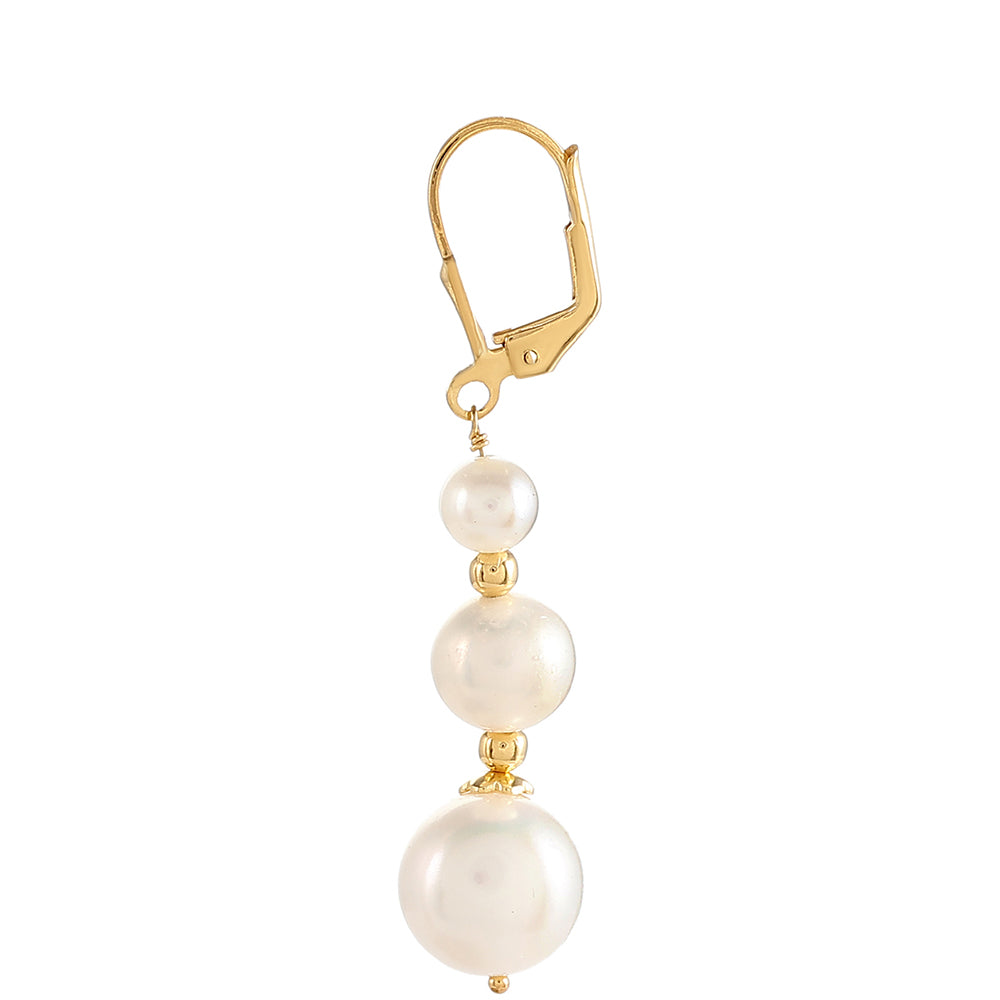 Conjunto de Prata com Banho de Ouro com Pérola Cultivada de Baroque ( Colar+Brincos )  Contraste: Cabeca de Veado (800)