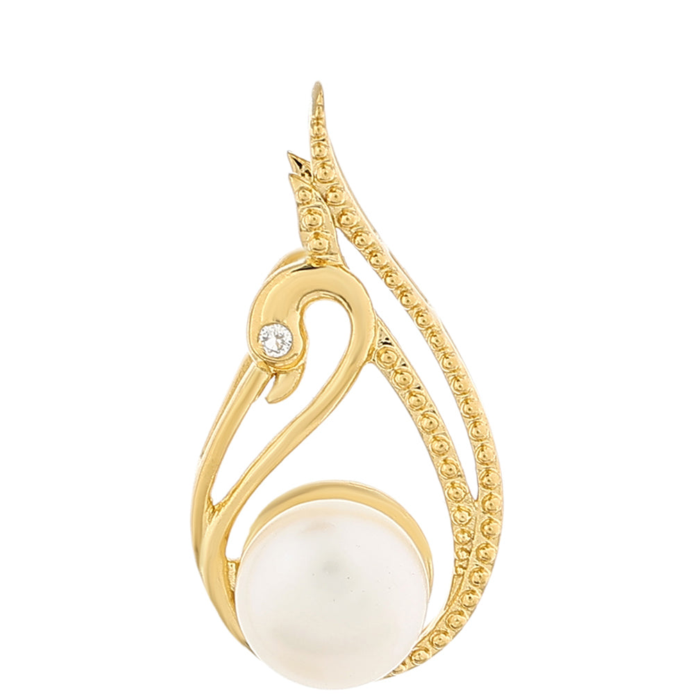 Pendente de Prata com Banho de Ouro com Pérola Cultivada de Baroque e Topázio Branco 1 