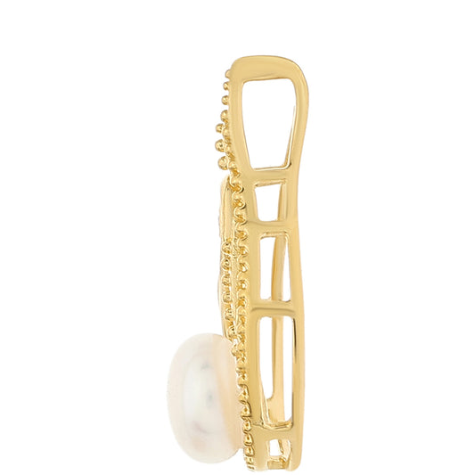 Pendente de Prata com Banho de Ouro com Pérola Cultivada de Baroque e Topázio Branco