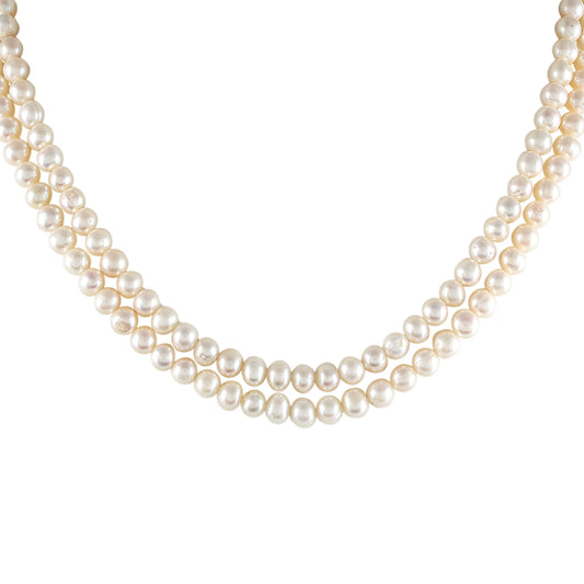 Colar de Prata com Banho de Ouro com Pérola Cultivada de Baroque