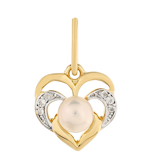 Pendente de Prata com Banho de Ouro com Pérola Cultivada de Baroque e Topázio Branco