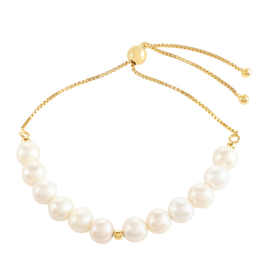 Pulseira de Prata com Banho de Ouro com Pérola Cultivada de Baroque  Contraste: Cabeca de Veado (800)