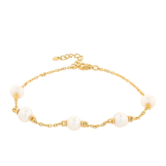 Pulseira de Prata com Banho de Ouro com Pérola Cultivada de Baroque