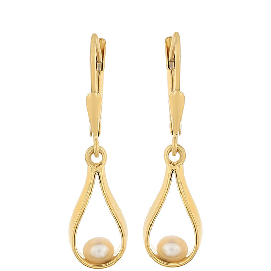 Brincos de Prata com Banho de Ouro com Pérola Cultivada de Baroque