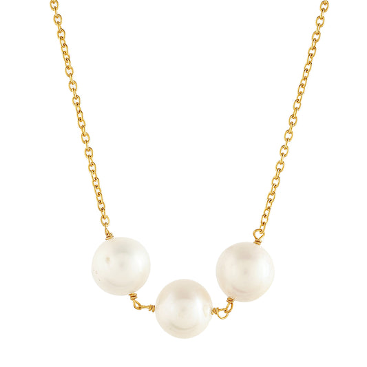 Colar de Prata com Banho de Ouro com Pérola Cultivada de Baroque