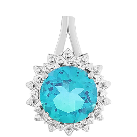 Pendente de Prata com Quartzo Pavão e Topázio Branco