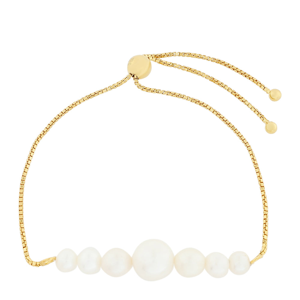 Pulseira de Prata com Banho de Ouro com Pérola Cultivada de Baroque