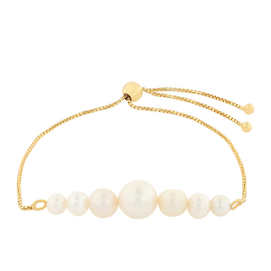 Pulseira de Prata com Banho de Ouro com Pérola Cultivada de Baroque