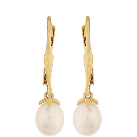 Brincos de Prata com Banho de Ouro com Pérola Cultivada de Baroque