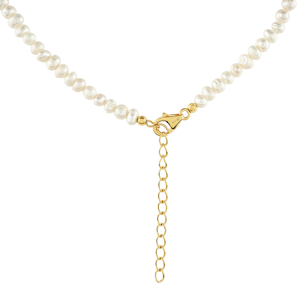 Colar de Prata com Banho de Ouro com Pérola Cultivada de Baroque 2 