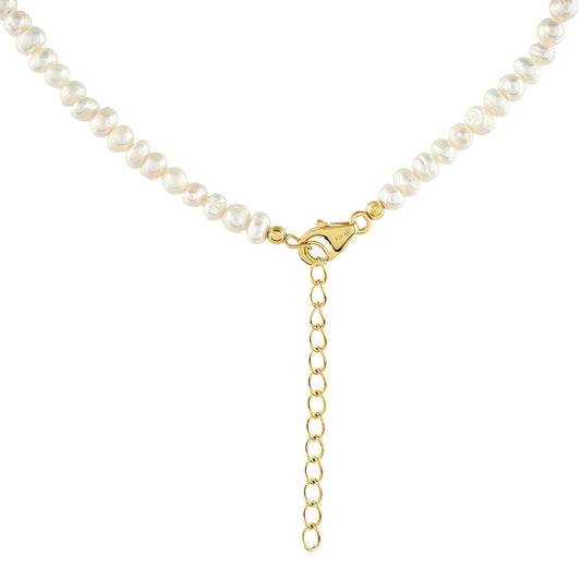 Colar de Prata com Banho de Ouro com Pérola Cultivada de Baroque