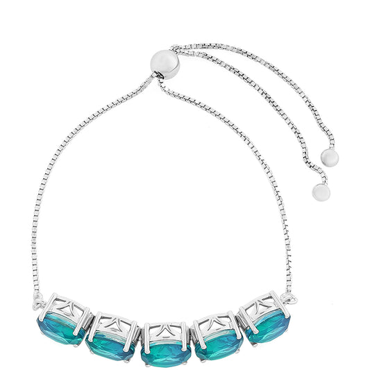 Pulseira de Prata com Quartzo Pavão  Contraste: Cabeca de Veado (800)