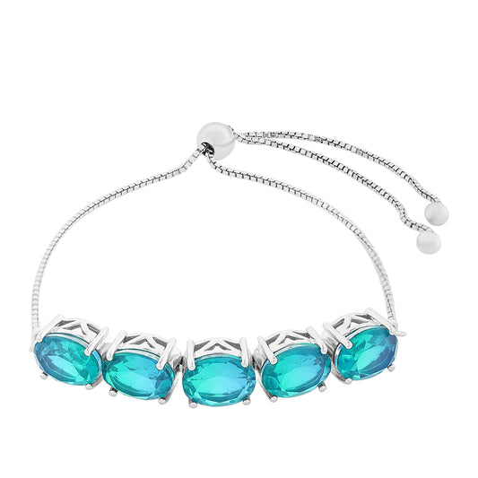 Pulseira de Prata com Quartzo Pavão  Contraste: Cabeca de Veado (800)