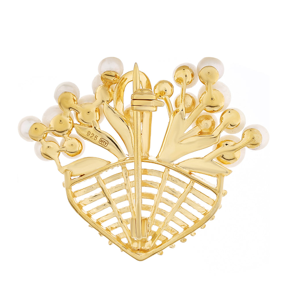 Alfinete de Prata com Banho de Ouro com Pérola Cultivada de Baroque  Contraste: Cabeca de Veado (800) 2 