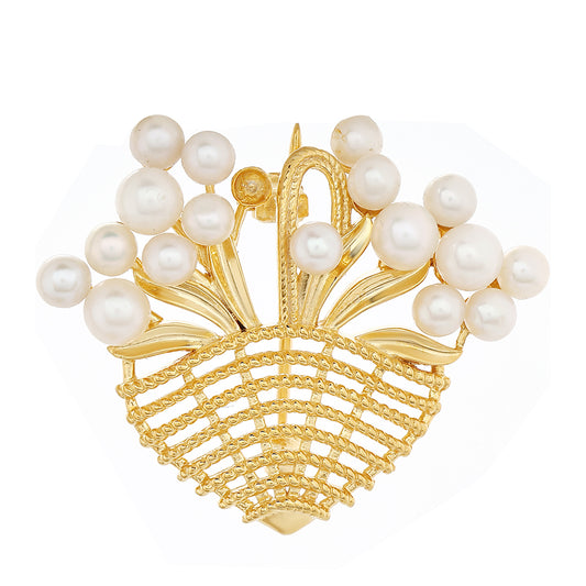 Alfinete de Prata com Banho de Ouro com Pérola Cultivada de Baroque  Contraste: Cabeca de Veado (800)