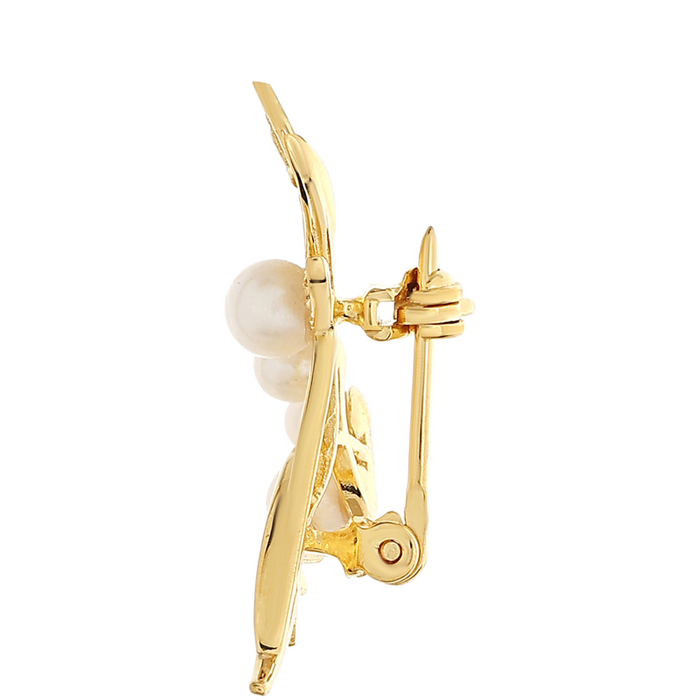 Alfinete de Prata com Banho de Ouro com Pérola Cultivada de Baroque 2 