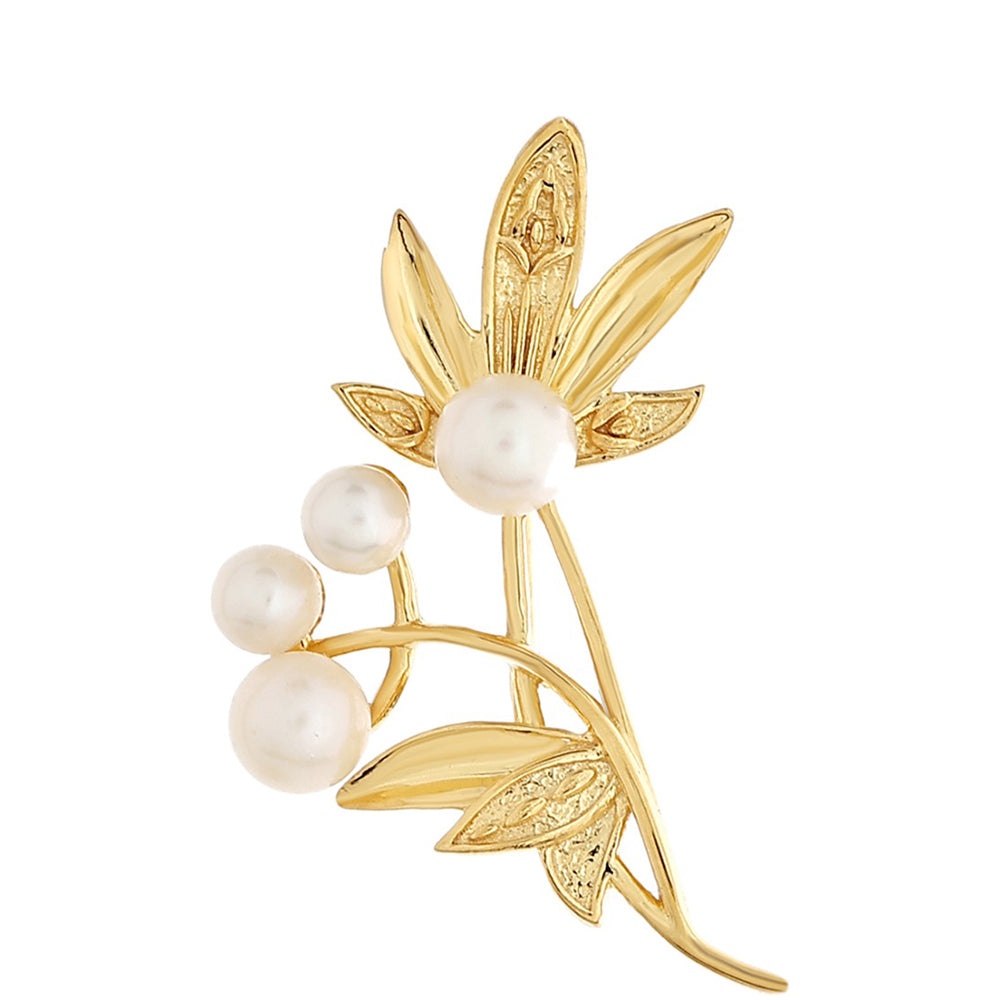 Alfinete de Prata com Banho de Ouro com Pérola Cultivada de Baroque