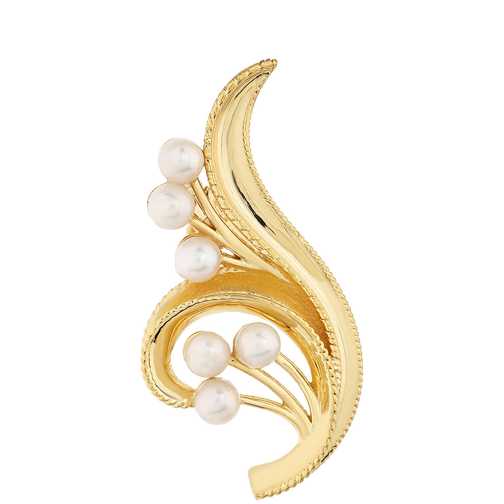 Alfinete de Prata com Banho de Ouro com Pérola Cultivada de Baroque