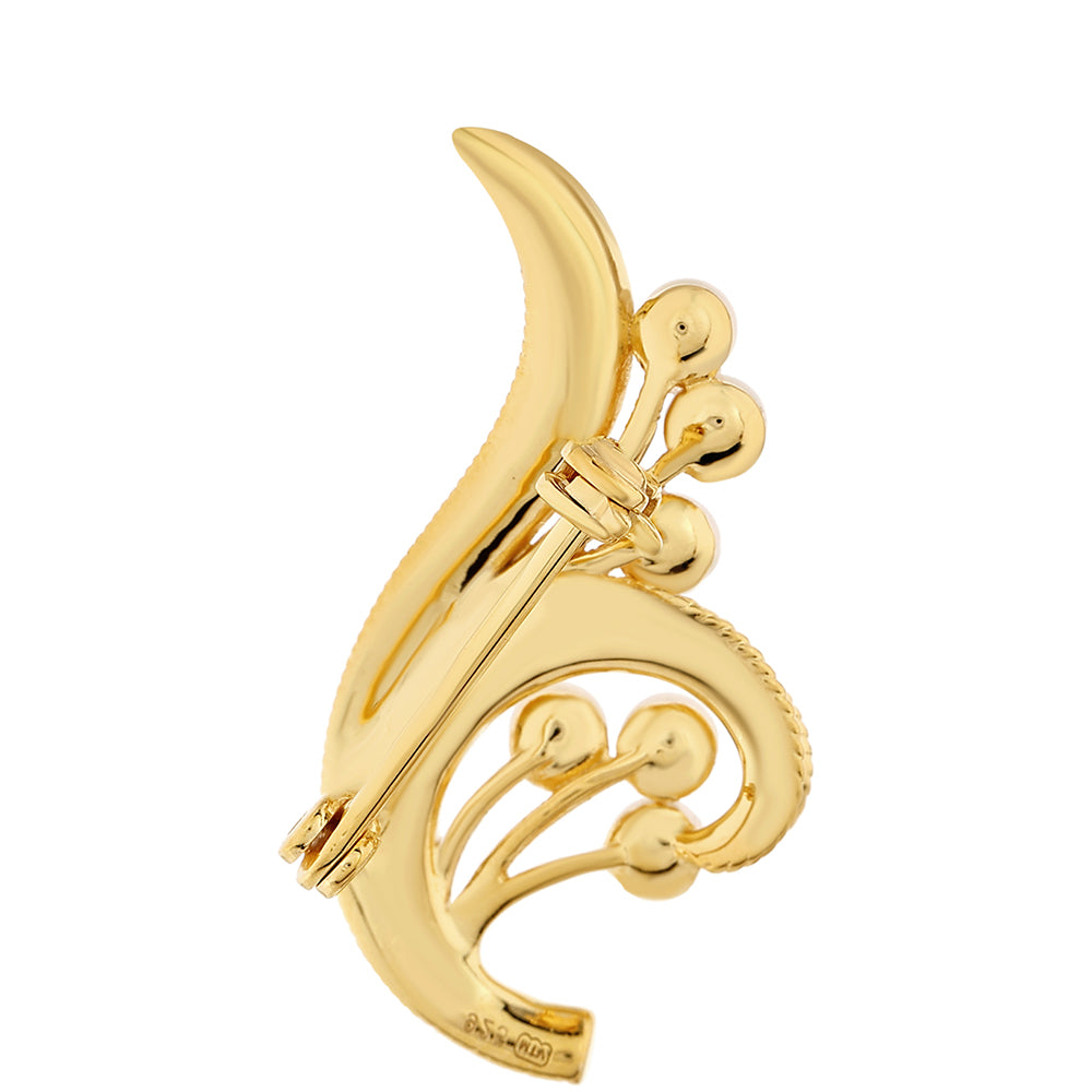 Alfinete de Prata com Banho de Ouro com Pérola Cultivada de Baroque