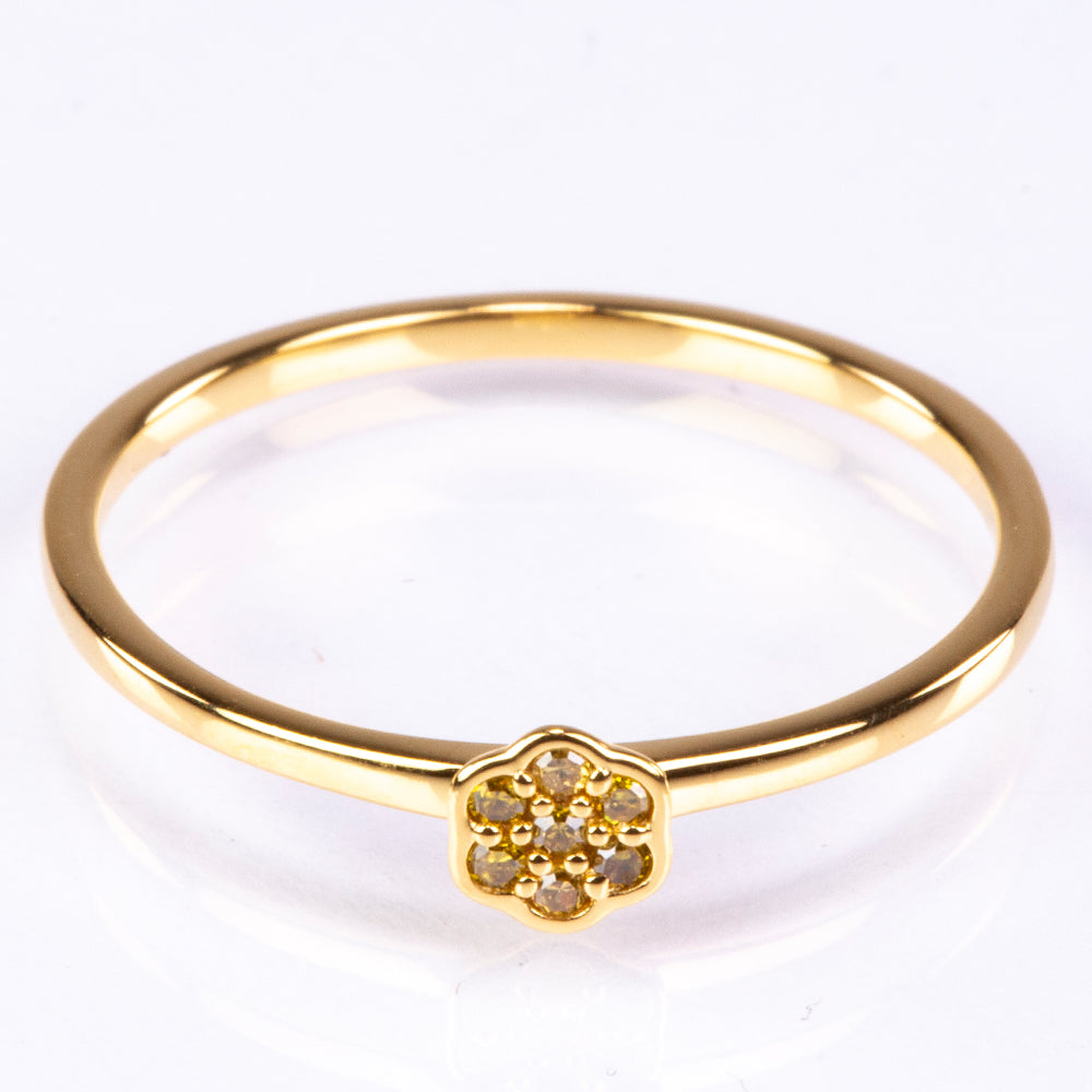 Anel de Prata com Banho de Ouro com Diamante Verde Veronese 3 