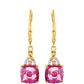 Brincos de Prata com Banho de Ouro com Tanzanite e Topázio Rosa Místico