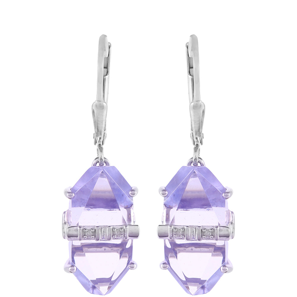 Brincos de Prata com Tanzanite e Diamante Branco