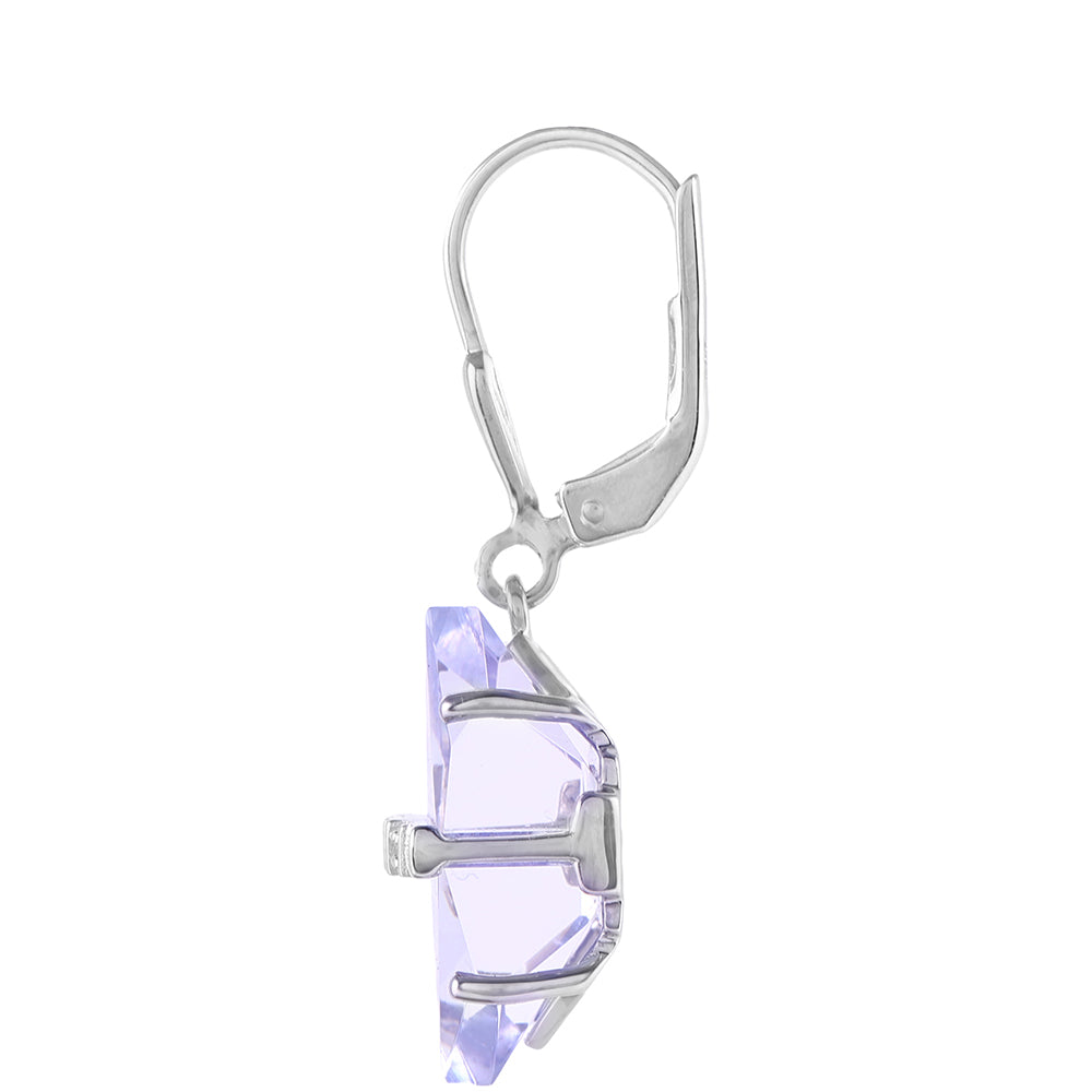Brincos de Prata com Tanzanite e Diamante Branco 2 