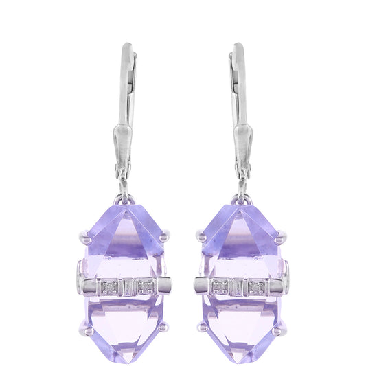 Brincos de Prata com Tanzanite e Diamante Branco