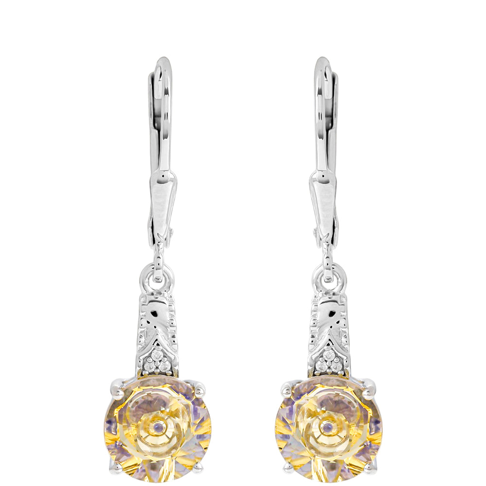 Brincos de Prata com Tanzanite e Quartzo Champanhe