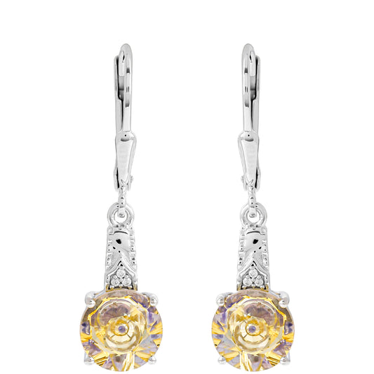 Brincos de Prata com Tanzanite e Quartzo Champanhe