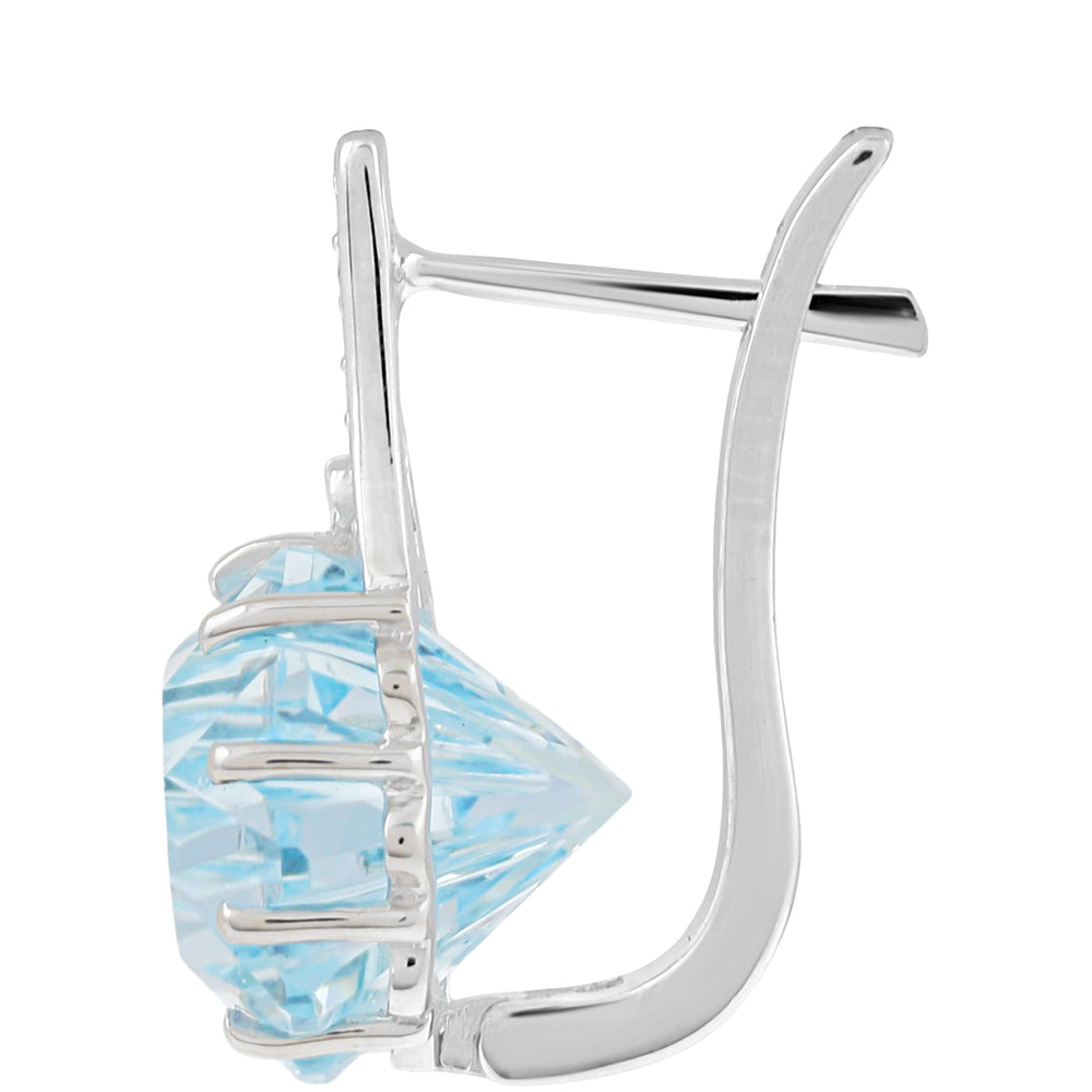 Brincos de Prata com Topázio Azul Céu e Zircão Natural