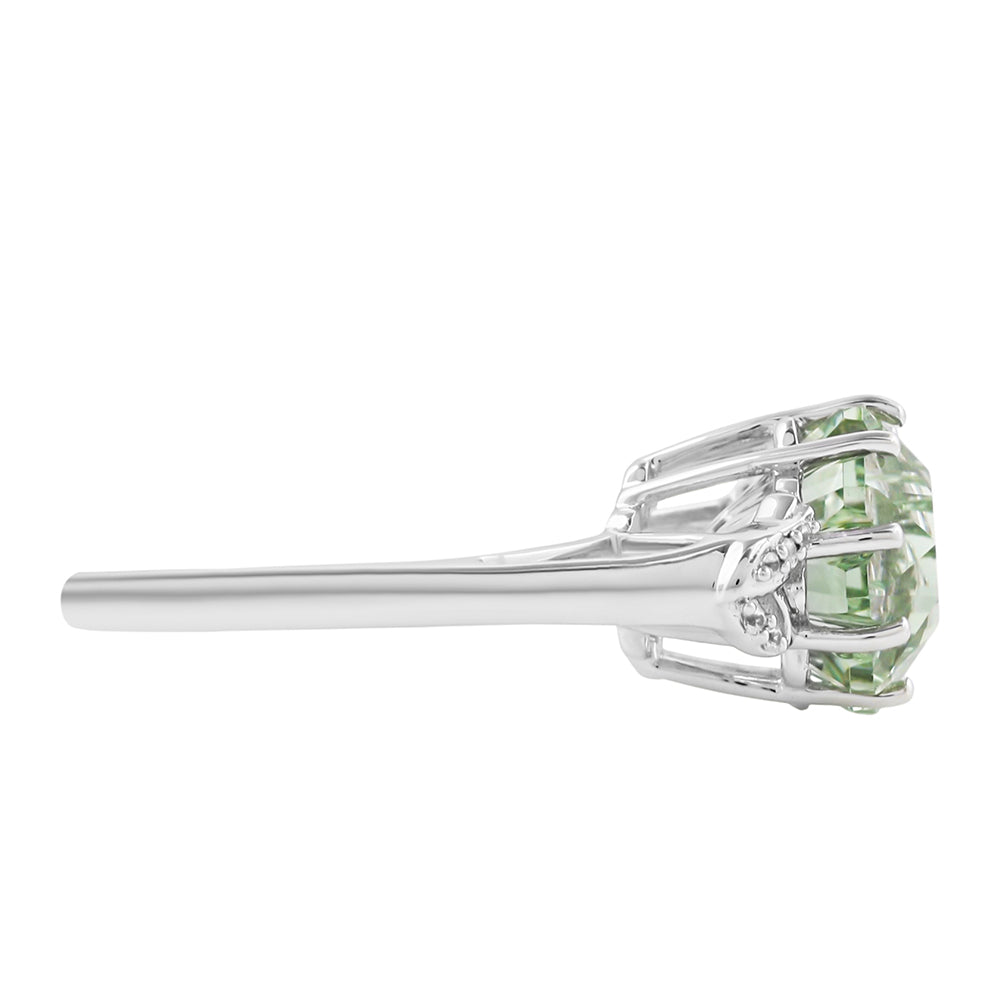 Anel de Prata com Ametista Verde e Zircão Natural