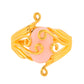 Anel de Prata com Banho de Ouro com Opala Rosa  Contraste: Cabeca de Veado (800)
