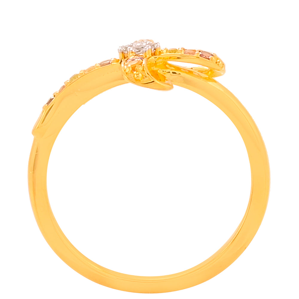 Anel de Prata com Banho de Ouro com Granada e Ametista