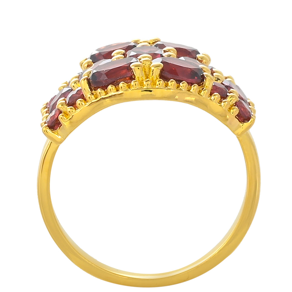 Anel de Prata com Banho de Ouro com Granada de Rhodolite  Contraste: Cabeca de Veado (800) 4 